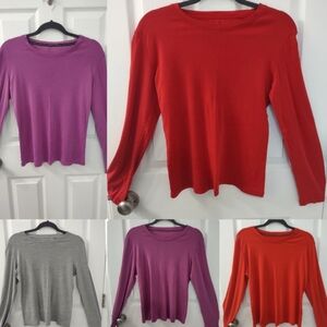 SET OF 5 Sonoma Pajama Crew Neck Long Sleeve Tops Size M